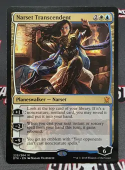 MTG Narset Transcendent- DAMAGED -Dragons of Tarkir Magic Card # 225 - Image 1