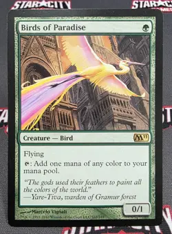 MTG Birds of Paradise- DAMAGED -Magic 2011 Magic the Gathering Card # 165 - Image 1