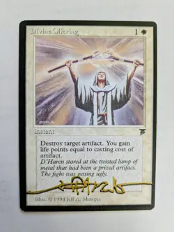 MTG LEGENDS Divine Offering SIGNED IN GOLD BY JEFF A. MENGES - Image 1