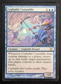 MTG Cephalid Constable- DAMAGED -10th Edition Magic the Gathering Card # 72 - Image 1
