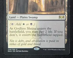 MTG Godless Shrine- DAMAGED -Ravnica Allegiance Magic the Gathering Card # 248 - Image 4