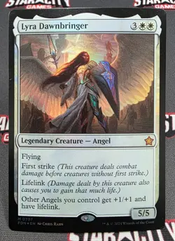 MTG FOIL Lyra Dawnbringer- DAMAGED -Foundations Magic the Gathering Card # 707 - Image 1