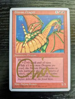MTG FOURTH EDITION Shivan Dragon SIGNED IN GOLD BY MELISSA BENSON - Image 1