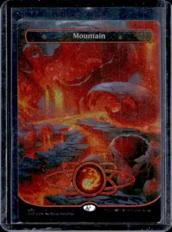 Magic The Gathering MTG Unfinity Basic Land Mountain Borderless Cosmic Foil #489 - Image 1
