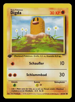 Pokemon Card - Diglett Digda German 1st Edition Base Set 47/102 Common - Image 1