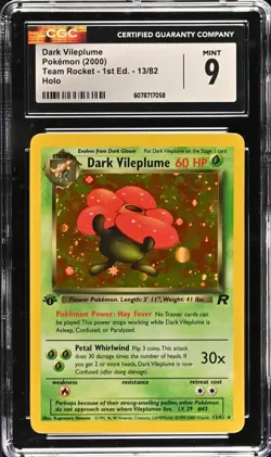 CGC 9 MINT Dark Vileplume Team Rocket 1st Edition 13/82 Holo Pokemon Card - Image 1