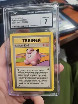 1999 POKEMON BASE SET CLEFAIRY DOLL #70 CGC 7 NM. FRESHLY GRADED-NICE! - Image 1