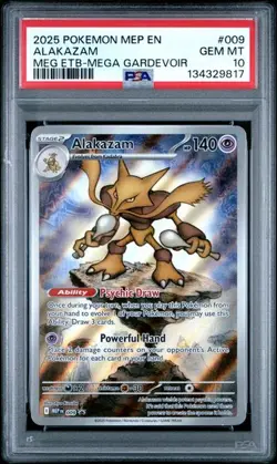 2025 POKEMON MEP EN-ME BLACK STAR PROMO #009 ALAKAZAM MEGA GARDEVOIR PSA 10 (KY） - Image 1