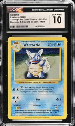 CGC 10 Pokemon Wartortle 002/034 Holo Blastoise & Suicune ex Deck - Image 1