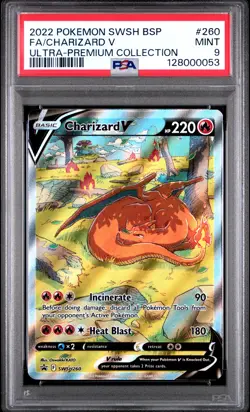 2022 POKEMON SWSH ULTRA-PREMIUM COLLECTION PROMO #260 FULL ART/CHARIZARD V PSA 9 - Image 1