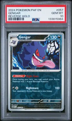 2024 POKEMON PAF EN-PALDEAN FATES REVERSE HOLO #057 GENGAR PSA 10 - Image 1