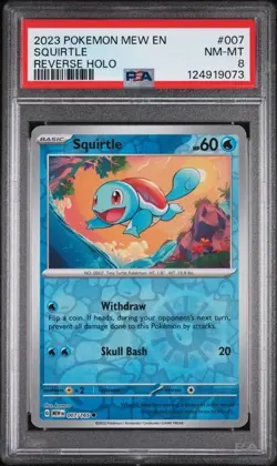 2023 POKEMON MEW EN-151 #007 SQUIRTLE REVERSE HOLO - PSA 8 NM - MT - Image 1