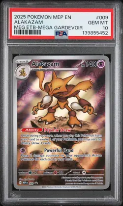 2025 POKEMON MEP EN-ME BLACK STAR PROMO #009 ALAKAZAM PSA 10 - Image 1