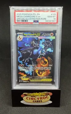 2025 Pokemon PFL En - Phantasmal Flames #125 Mega Charizard X EX PSA 10 GEM MINT - Image 4