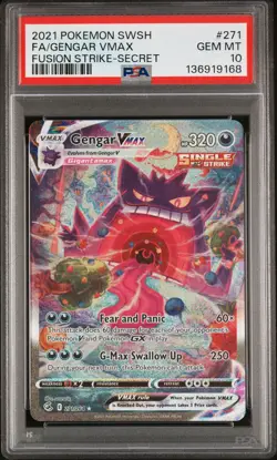 2021 POKEMON SWORD & SHIELD FUSION STRIKE SECRET FULL ART/GENGAR VMAX PSA 10 - Image 1