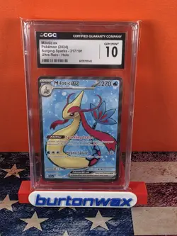2024 Pokemon Surging Sparks #217 Milotic EX Ultra Rare CGC 10 Gem Mint - Image 1