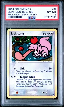2004 POKEMON EX FIRE RED & LEAF GREEN #37 LICKITUNG-REVERSE FOIL PSA 8 - Image 1