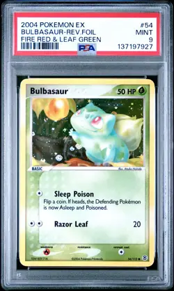 2004 POKEMON EX FIRE RED & LEAF GREEN #54 BULBASAUR-REVERSE FOIL PSA 9 - Image 1