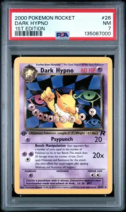 2000 POKEMON ROCKET 1ST EDITION #26 DARK HYPNO PSA 7 - Image 1