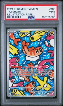 2024 POKEMON TWM EN-TWILIGHT MASQUERADE ILLUSTRATION RARE #186 TATSUGIRI PSA 9 - Image 1