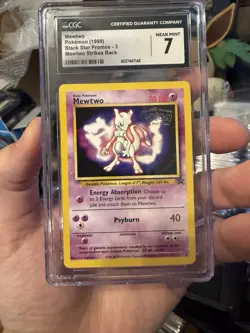MEWTWO 1999 POKEMON THE FIRST MOVIE BLACK STAR PROMOS B #3 CGC 7 *slab Scuffs* - Image 1