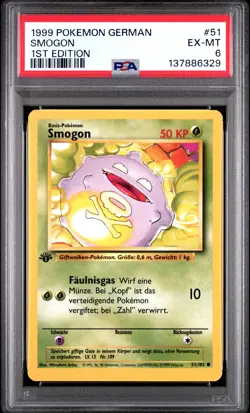 1999 POKEMON GERMAN 1ST EDITION #51 SMOGON PSA 6 - Image 1