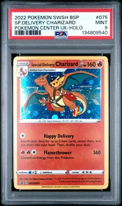 2022 POKEMON SWSH BLACK STAR PROMO #075 SPECIAL DELIVERY CHARIZARD-HOLO PSA 9 - Image 1
