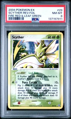 2004 POKEMON EX FIRE RED & LEAF GREEN #29 SCYTHER-REVERSE FOIL PSA 8 - Image 1