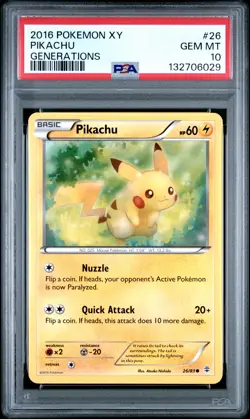 2016 POKEMON XY GENERATIONS #26 PIKACHU PSA 10 - Image 1