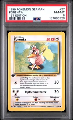 1999 POKEMON GERMAN 1ST EDITION #27 PORENTA PSA 8 - Image 1