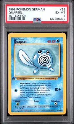 1999 POKEMON GERMAN 1ST EDITION #59 QUAPSEL PSA 6 - Image 1