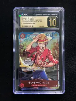 2022 One Piece JPN Monkey D. Luffy P-001 Promo Championship CGC10 PRISTINE IO35 - Image 1