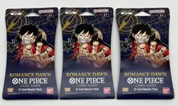LOT OF (3) One Piece English TCG Romance Dawn (OP-01) Sleeved Booster Pack X - Image 1