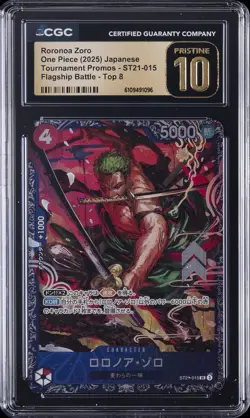 2025 ONE PIECE JPN TOURNAMENT FLAGSHIP BATTLE-TOP 8 RORONOA ZORO CGC 10 PRISTINE - Image 1
