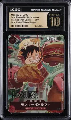 2024 ONE PIECE JPN CARDS ONE PIECE X MOS BURGER MONKEY D. LUFFY CGC 10 PRISTINE - Image 1