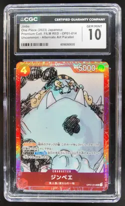 2023 ONE PIECE CCG JAPANESE JINBE FILM RED ALT ART OP01-014 CGC 10 E PT - Image 1