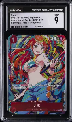 2024 ONE PIECE JPN PROMO COMMON-PRB STORAGE BOX #ST01-007 NAMI CGC 9 - Image 1