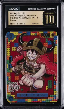 2025 ONE PIECE DAY'25 JPN PROMO #P-110 MONKEY D. LUFFY CGC 10 PRISTINE - Image 1