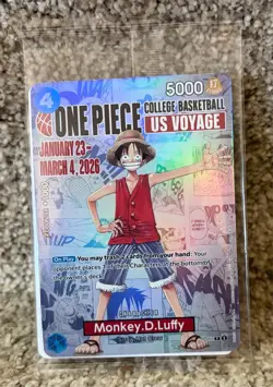One-Piece Limited-Edition College Basketball Monkey. D. Luffy Card, Unopened - Image 1