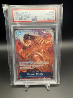 2023 One Piece MONKEY D LUFFY Alt Art #OP02-062 Paramount War English PSA 10 - Image 1