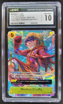 2025 One Piece CCG Monkey D. Luffy Super Rare Promo OP07-109 CGC 10 B TL3 - Image 1