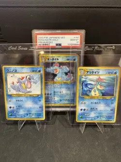 Feraligatr #160 Holo 2000 Pokemon Japanese Neo Premium File PSA 10 Gem Mint - Image 2