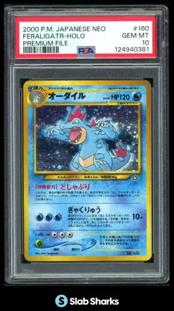 2000 POKEMON JAPANESE NEO FERALIGATR HOLO PREMIUM FILE #160 PSA 10 - Image 1