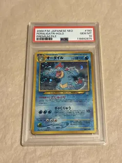 PSA 10 Feraligatr Holo Japanese Neo Premium File #160 Pokemon 2000 - Image 1