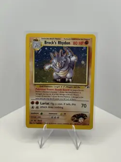 Pokemon TCG Brock's Rhydon Gym Heroes 2/132 Holo Unlimited Rare MP/LP Condition - Image 1