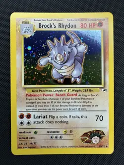 Pokemon TCG Brock's Rhydon Gym Heroes 2/132 Holo Unlimited Rare NM - Image 1