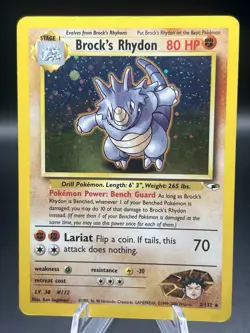 Pokemon TCG Brock's Rhydon Gym Heroes 2/132 Holo Unlimited Holo Rare - Image 1
