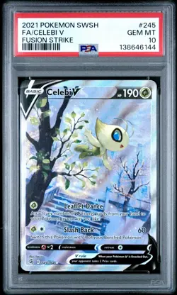 2021 Pokemon Fusion Strike Celebi V Full Alternate Alt Art #245/264 PSA 10 - Image 1