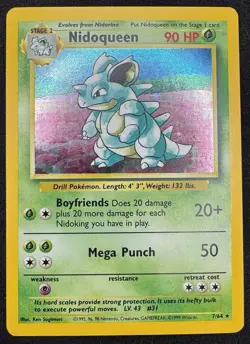 Pokemon TCG Nidoqueen Holo Rare Unlimited Jungle 7/64 LP - Image 1