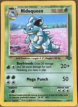 Nidoqueen Pokemon TCG Jungle Set Unlimited 1999 7/64 Holo Rare LP - Image 1